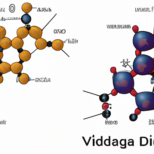 תיאור: איור המשווה בין המבנים המולקולריים של וידליסטה וויאגרה.