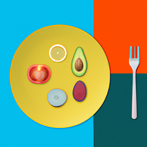 צלחת צבעונית המייצגת תזונה מאוזנת עם מנות מתאימות מקבוצות מזון שונות