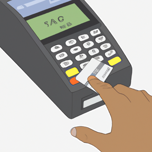 צילום פעולה של אדם המשתמש בהפקדת אשראי של 7xl במסוף תשלום.